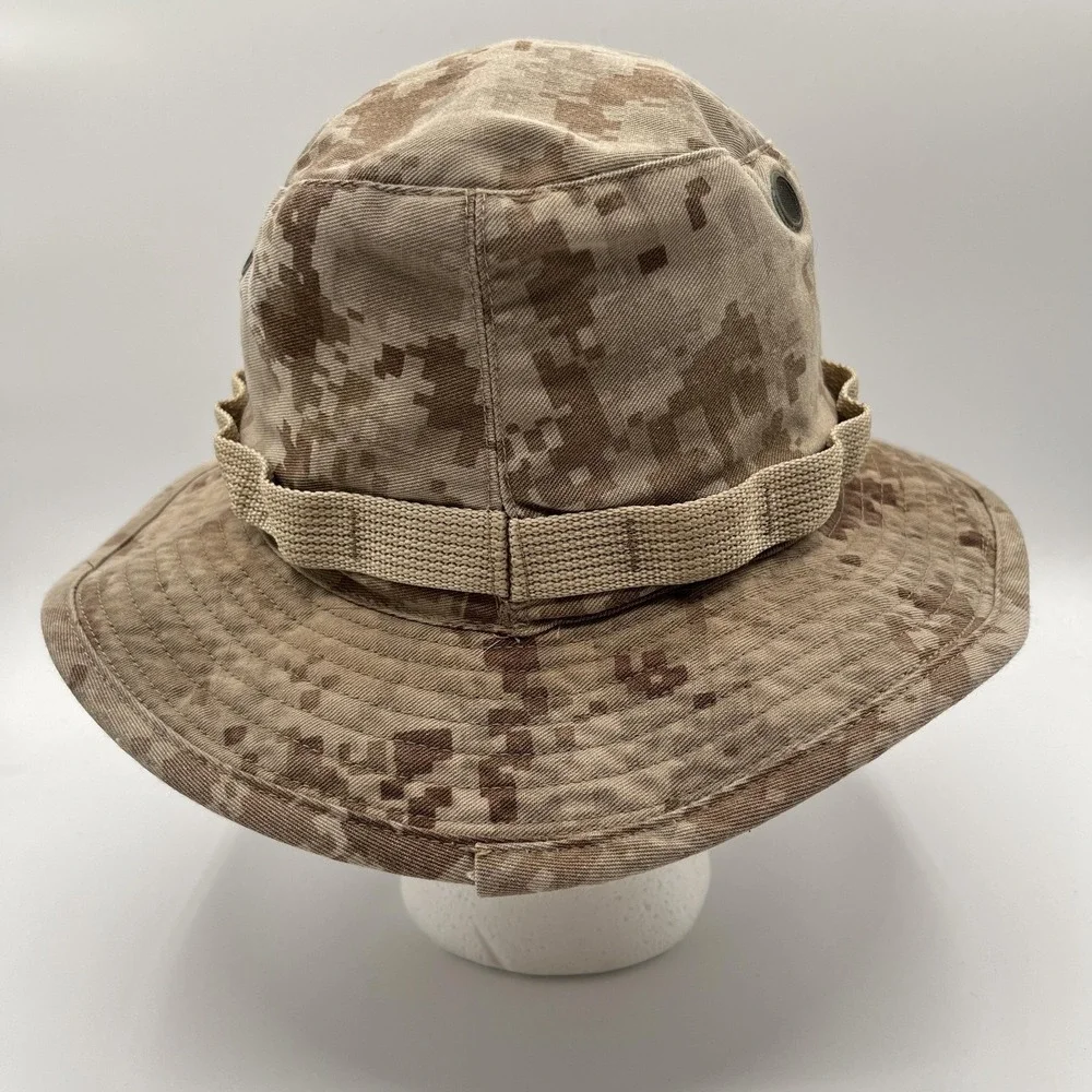USMC Marine Corps MARPAT Desert Boonie Hat Small SEKRI Camo Wide Brim Chin Strap - Picture 5 of 9